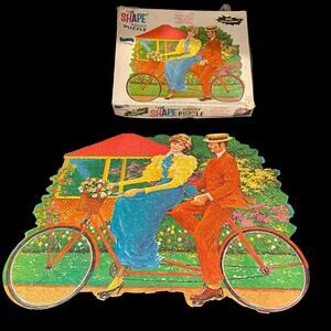 Vintage Fairchild Puzzle The Shape Adult Jigsaw Puzzle Bicycle For Two READ